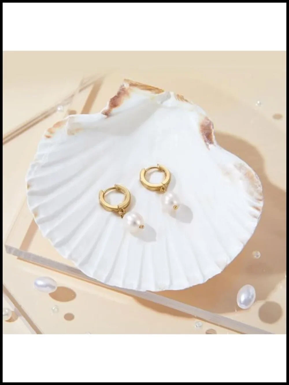 14K Gold Plated Pearl Drop Earrings for Women, Hypoallergenic Dangle Earrings